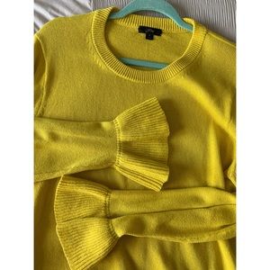 J Crew Ruffle Sleeve Yellow Sweater